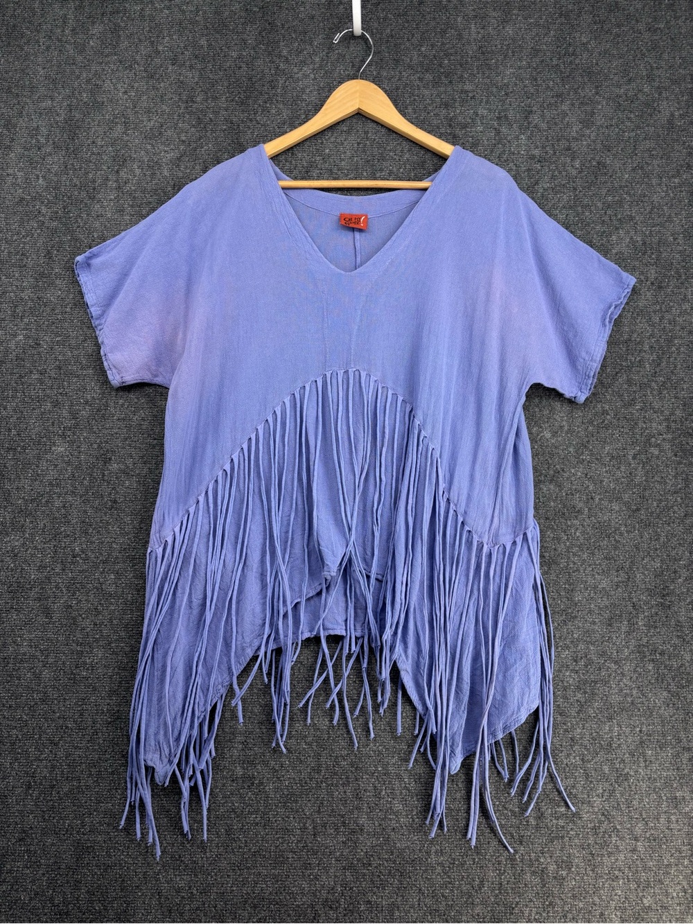 Oh My Gauze Purple Fringe V Neck 100% Cotton Boho Tunic Top Women’s L\XL (2)